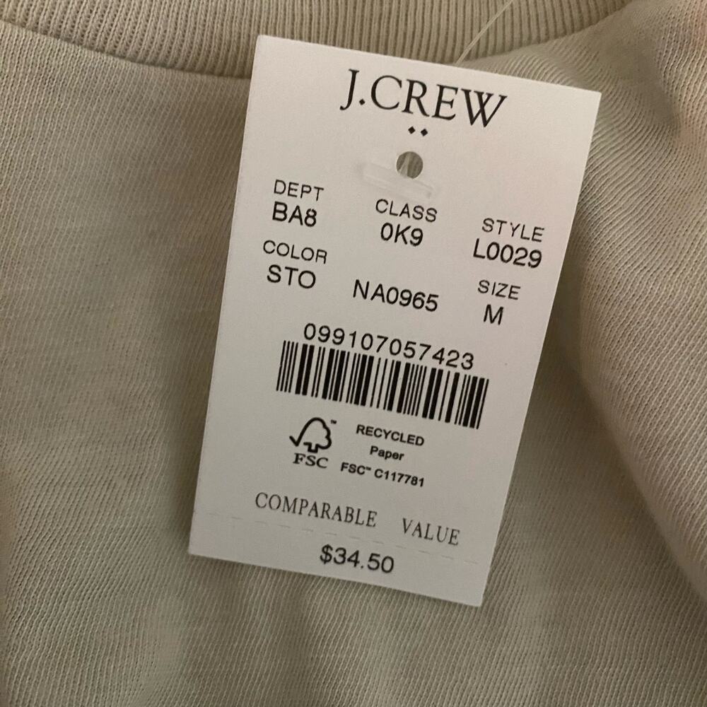 J. Crew Factory Men's Cotton Washed Jersey Tee Stone M Medium NWT - Picture 7 of 8